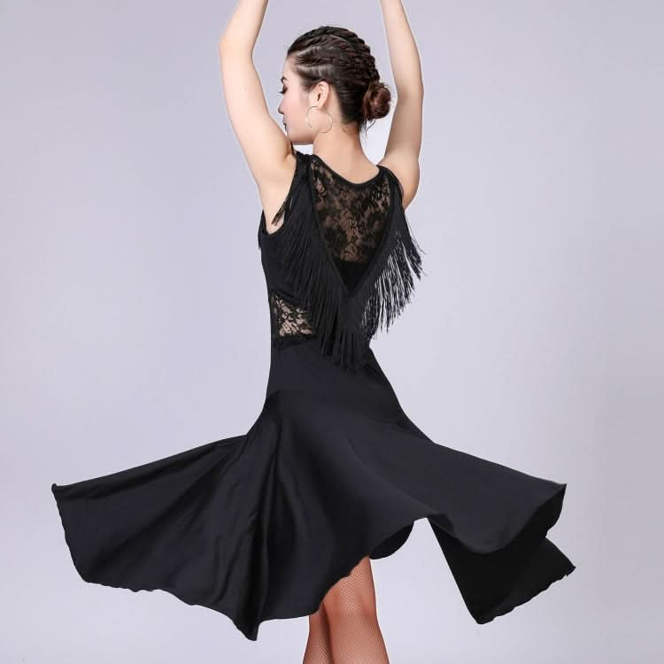 Sleeveless Fringed Latin Dance Dress Competition Performance Suit With Separate Bottoms