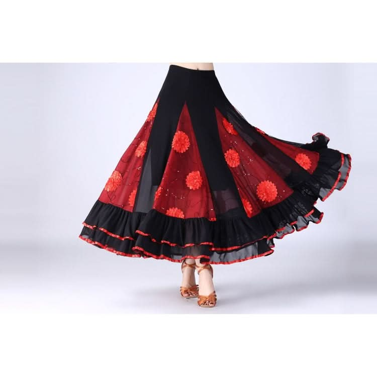 Sequin Flower Swing Modern Dance Skirt Reluova