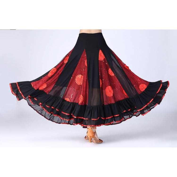 Sequin Flower Swing Modern Dance Skirt Reluova