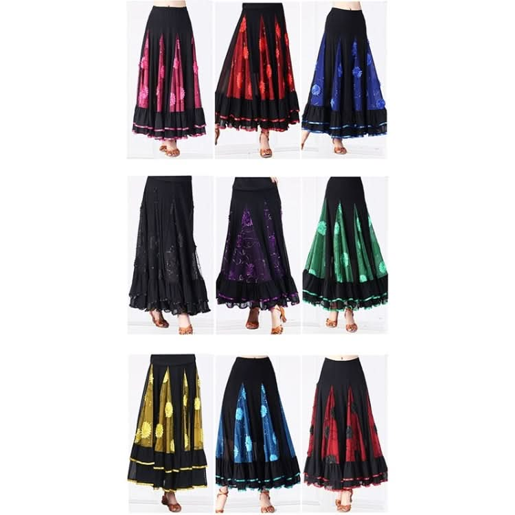 Sequin Flower Swing Modern Dance Skirt Reluova