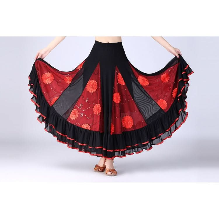 Sequin Flower Swing Modern Dance Skirt Reluova