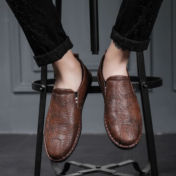 Casual Breathable Round Head Leather Shoes for Men Reluova