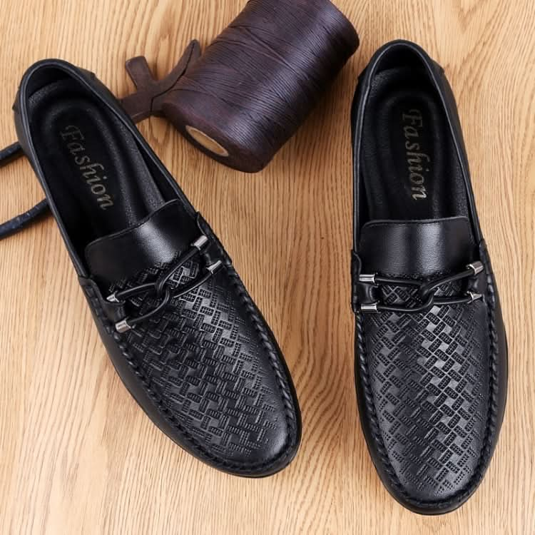 Soft and Comfortable Round Head PCowpea Embossing Surface Leather Shoes for Men Reluova