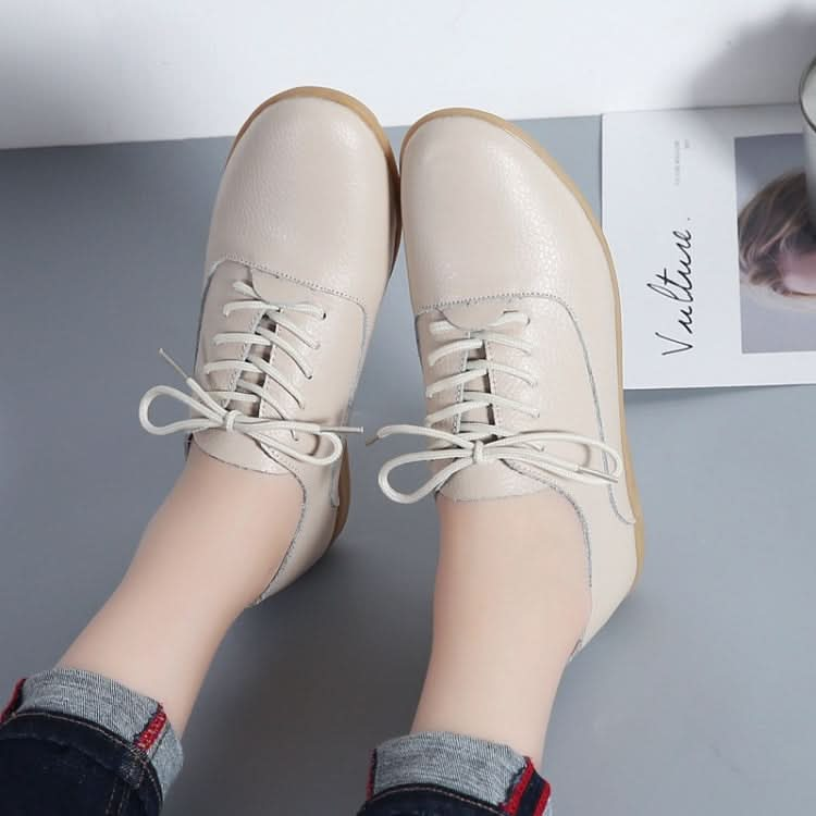 Flat Bottom Lightweight Fashion Casual Lace-up Leather Shoes for Woman Reluova