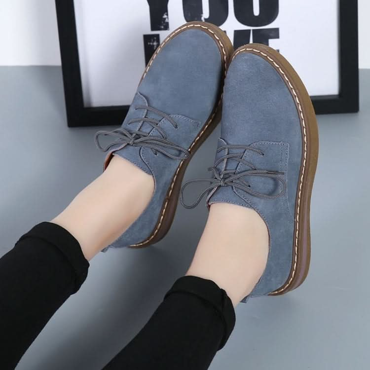 Suede Flat Bottom Lace-up Wear Resistant Fashion Casual Shoes for Woman Reluova