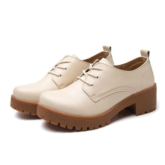 Round Head Thick Heel College Wind Style Microfiber Leather Shoes Casual Shoes for Women, Series 2 Reluova