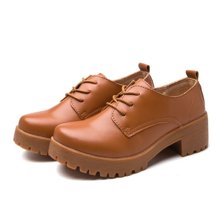 Round Head Thick Heel College Wind Style Microfiber Leather Shoes Casual Shoes for Women, Series 2 Reluova