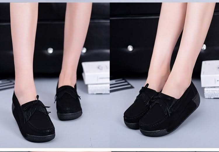 Wedge Muffin Bottom Tassel Suede Casual Shoes for Women