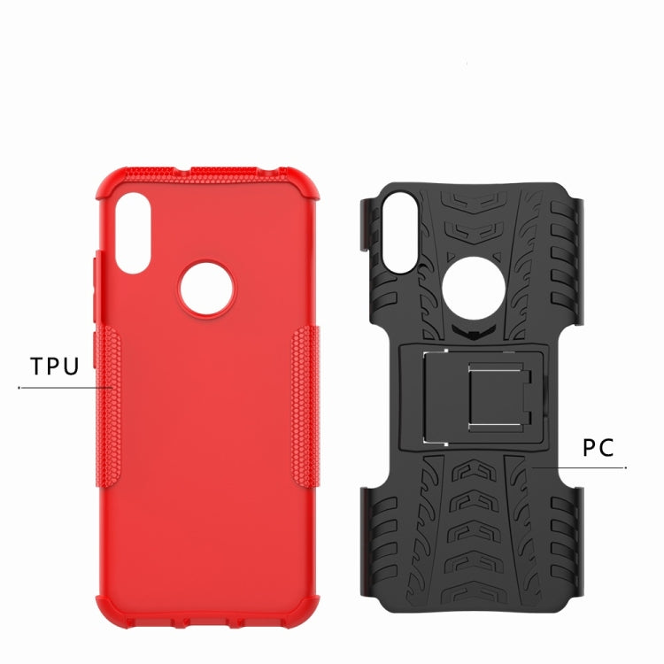 Tire Texture TPU+PC Shockproof Phone Case for Huawei Honor 8A / Y6 2019, with Holder