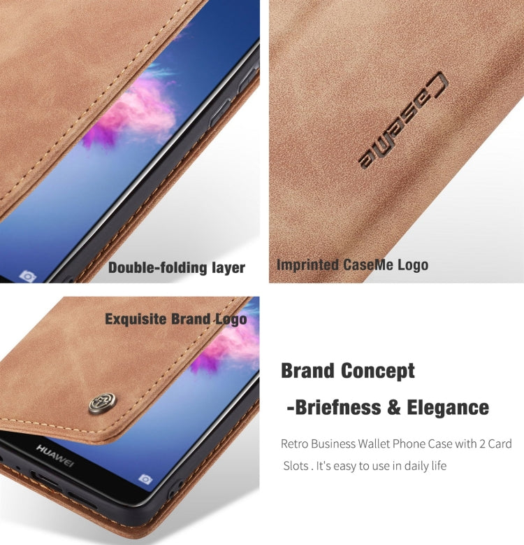 CaseMe Multifunctional Retro Frosted Horizontal Flip Leather Case for Huawei P Smart / Enjoy 7S /  Honor 9 Lite, with Card Slots & Holder & Wallet