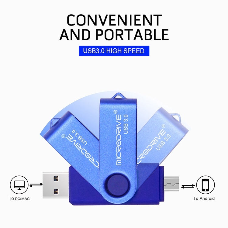 MicroDrive 32GB USB 3.0 Android Phone & Computer Dual-use Rotary Metal U Disk