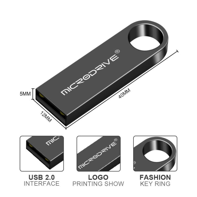 MicroDrive 16GB USB 2.0 Metal Waterproof High Speed U Disk(Grey)