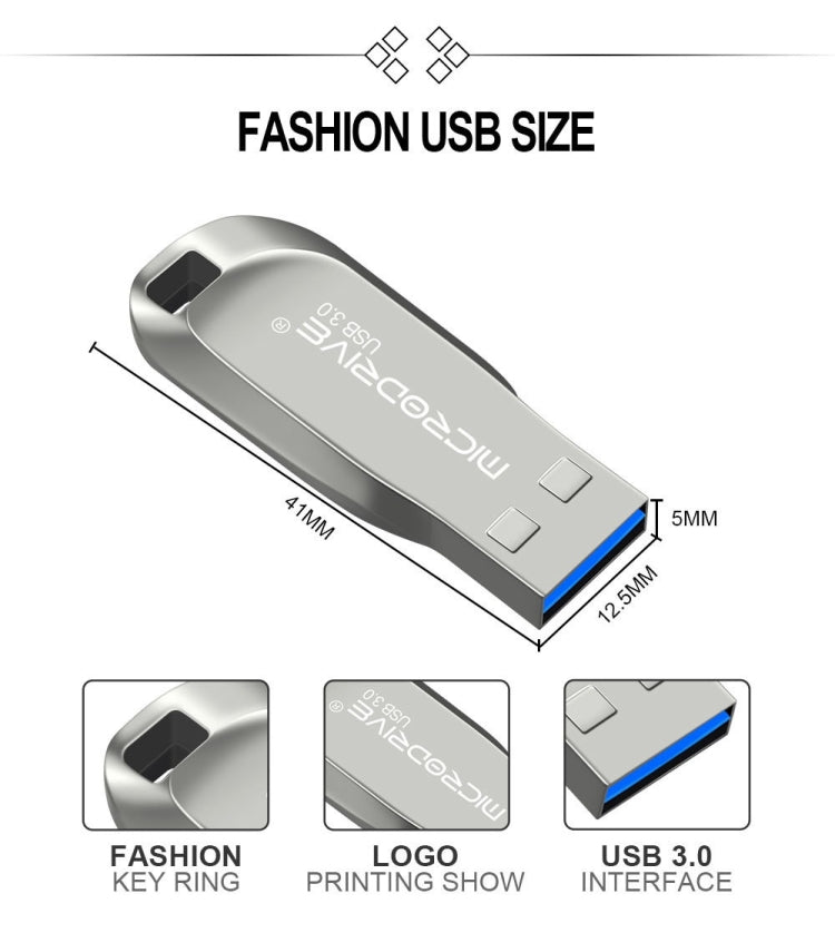 MicroDrive 64GB USB 3.0 Fashion High Speed Metal Rotating U Disk My Store