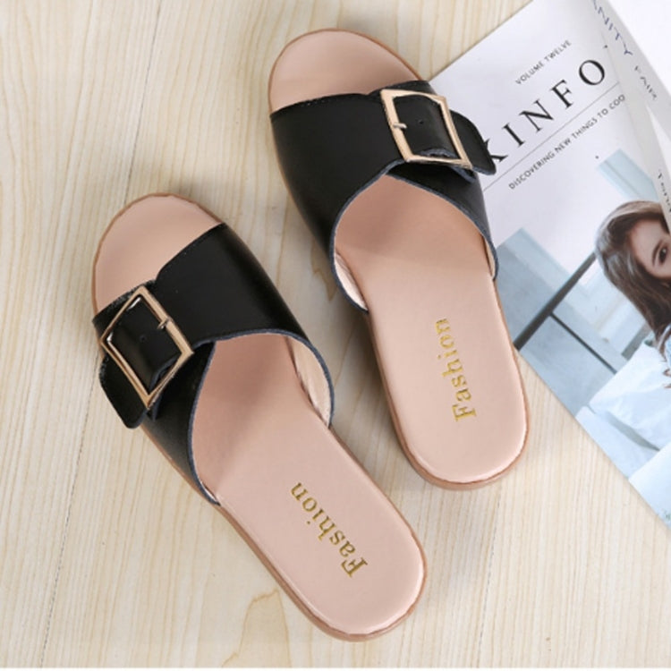 Casual Simple Non-slip Wear-resistant Square Buckle Beach Slippers Sandals for Women Reluova