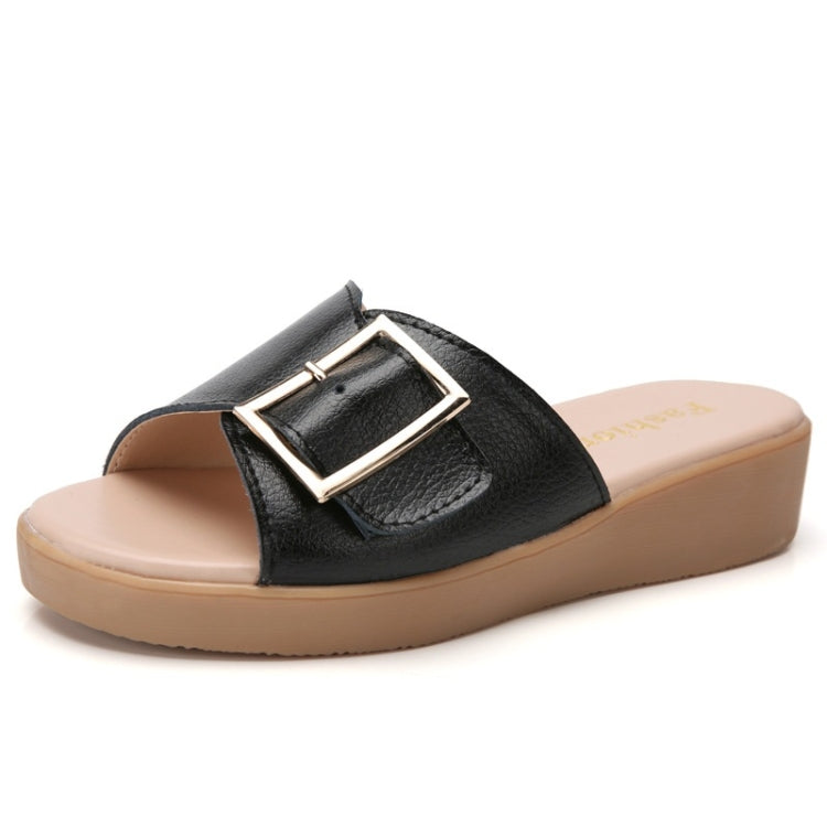 Casual Simple Non-slip Wear-resistant Square Buckle Beach Slippers Sandals for Women Reluova