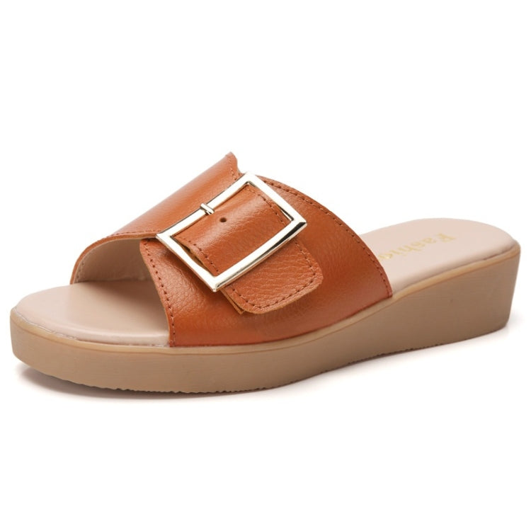 Casual Simple Non-slip Wear-resistant Square Buckle Beach Slippers Sandals for Women Reluova