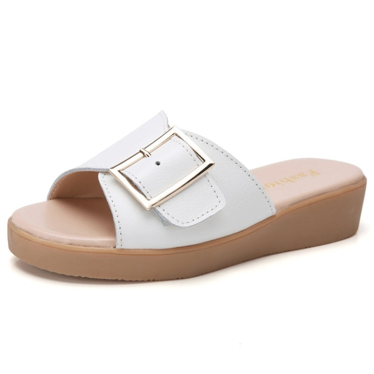 Casual Simple Non-slip Wear-resistant Square Buckle Beach Slippers Sandals for Women Reluova