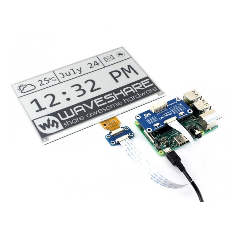 Waveshare 7.5 inch  800x400 Pixel E-Ink Display HAT for Raspberry Pi Reluova