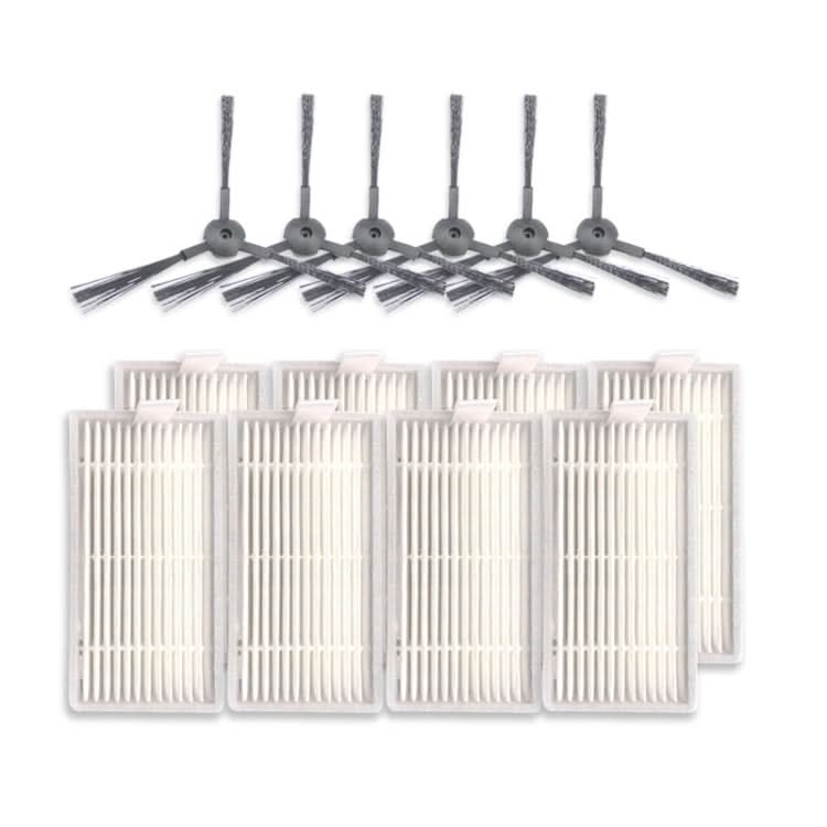 XI243 3 Pairs K614 Side Brushes + 8 PCS I208 Filters Set for ILIFE V5S Pro / V50 / V5S Reluova