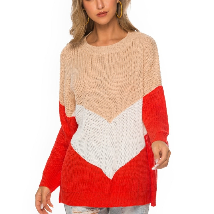 Hinged Knit Net Stitching Loose Sweater Round Neck Bottoming Shirt for Women Reluova