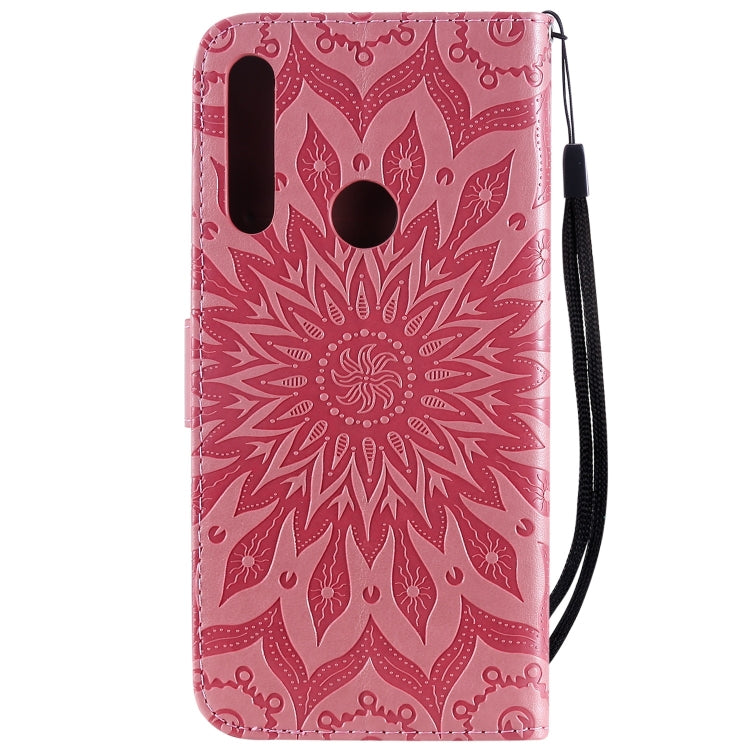 Pressed Printing Sunflower Pattern Horizontal Flip PU Leather Case for Huawei P Smart Z / Y9 Prime (2019), with Holder & Card Slots & Wallet & Lanyard