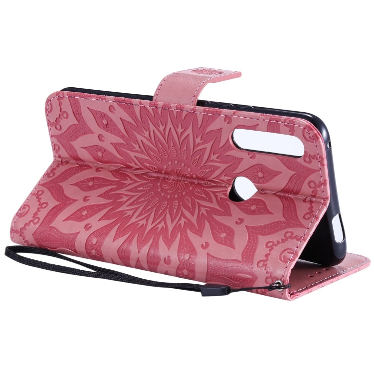 Pressed Printing Sunflower Pattern Horizontal Flip PU Leather Case for Huawei P Smart Z / Y9 Prime (2019), with Holder & Card Slots & Wallet & Lanyard