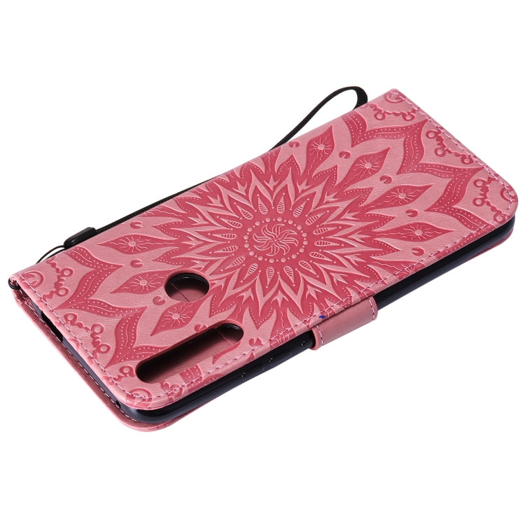 Pressed Printing Sunflower Pattern Horizontal Flip PU Leather Case for Huawei P Smart Z / Y9 Prime (2019), with Holder & Card Slots & Wallet & Lanyard