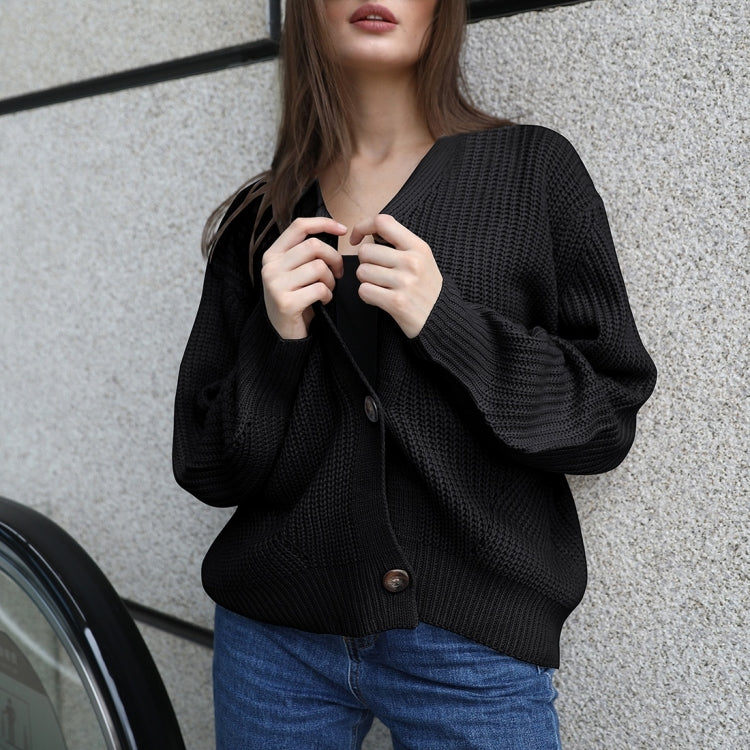 Fashion Cardigan Solid Color Knit Button Sweater