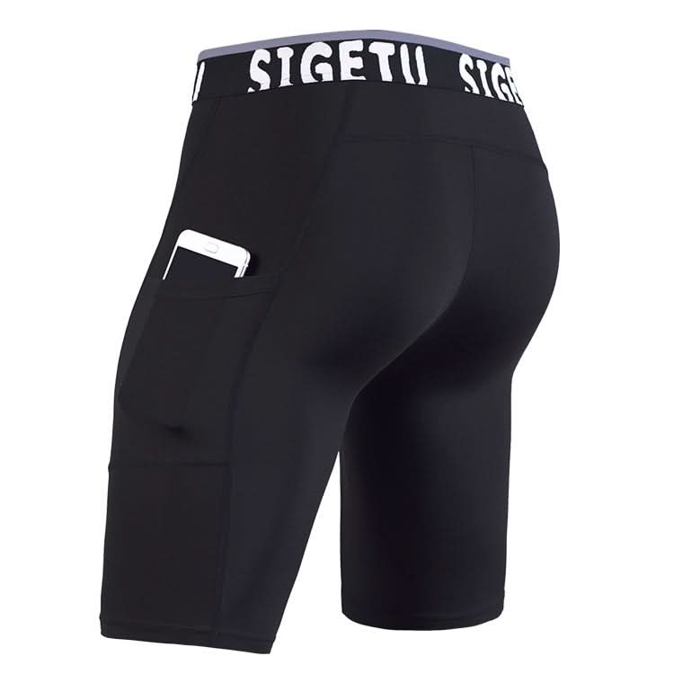 SIGETU Quick-drying Stretch Tights Five Pants(Color:Gray Size:XXXL) Reluova