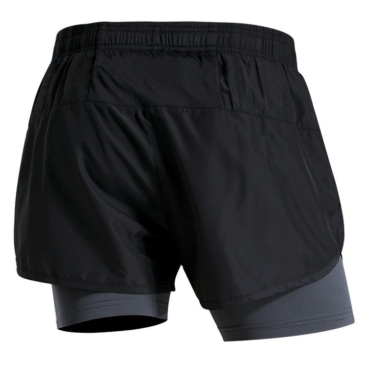 Men Fake Two-piece Sports Stretch Shorts Reluova