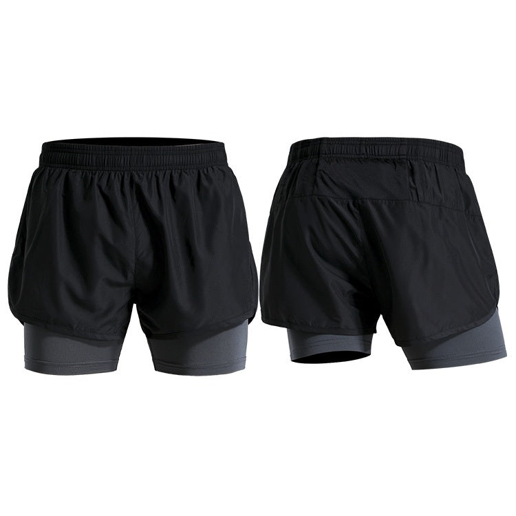 Men Fake Two-piece Sports Stretch Shorts Reluova