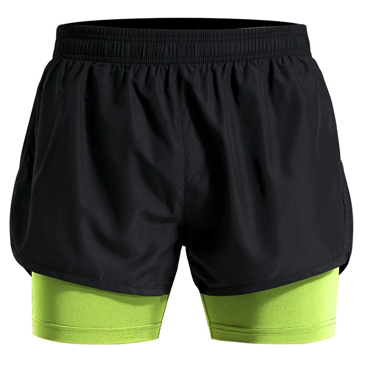 Men Fake Two-piece Sports Stretch Shorts