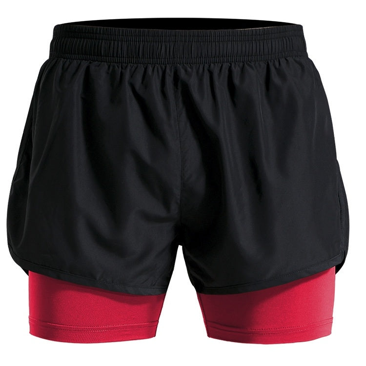 Men Fake Two-piece Sports Stretch Shorts Reluova