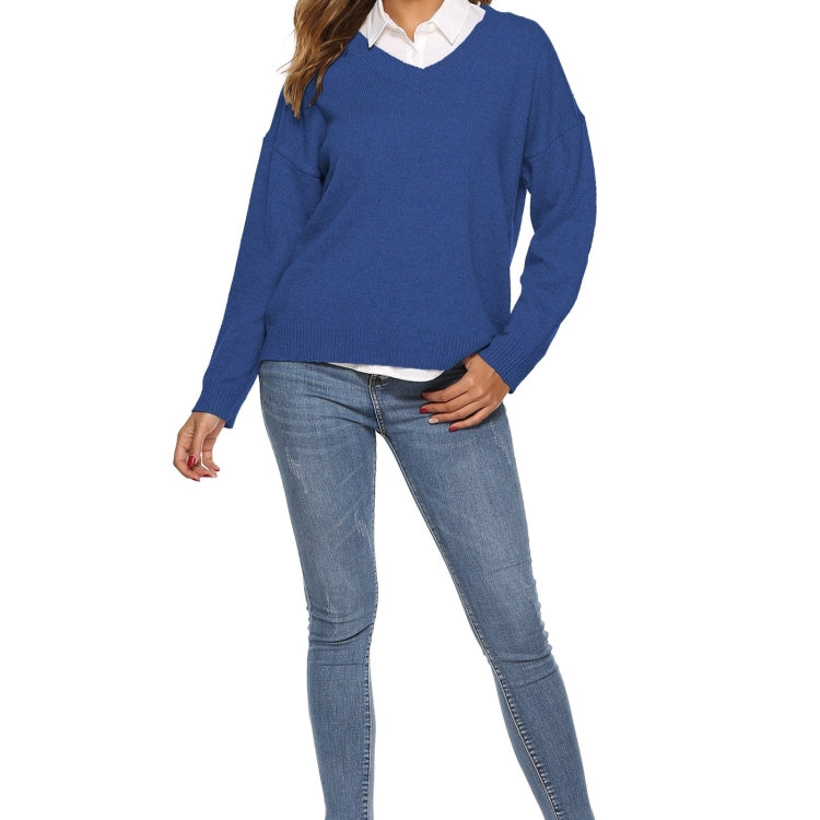 Solid Color Simple V-neck Sweater