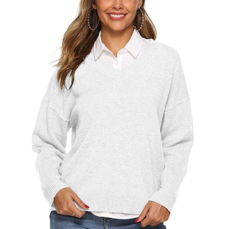 Solid Color Simple V-neck Sweater