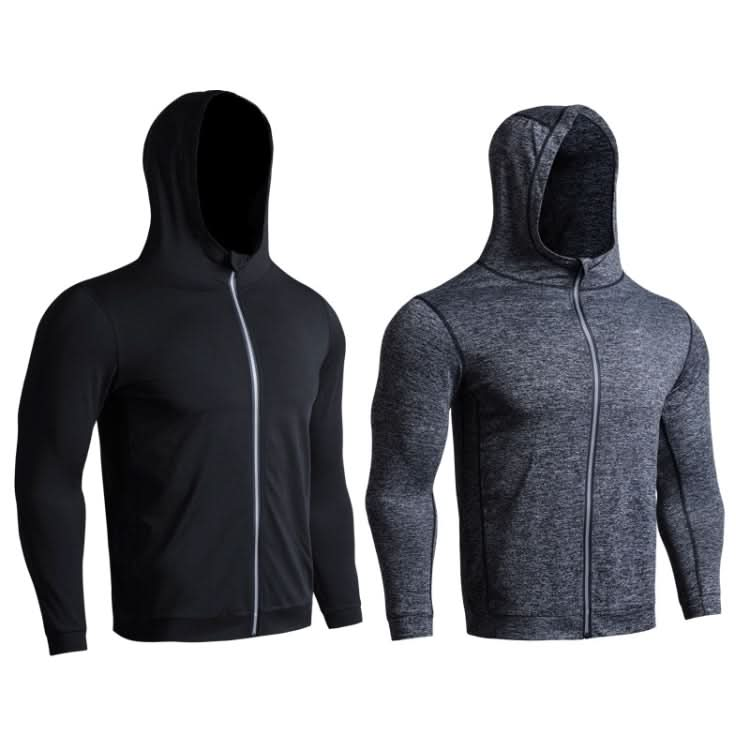 SIGETU Men Sport Hooded Zipper Coat (Color:Grey Size:XXL) Reluova