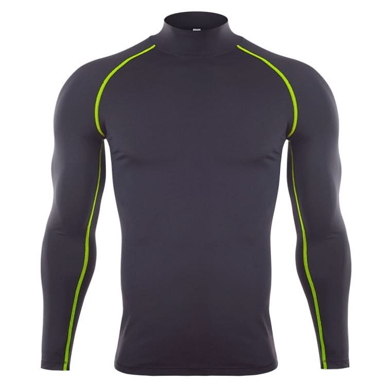 SIGETU Men High-neck Stretch Quick-drying Sportswear (Color:Black Green Size:XXXL) Reluova