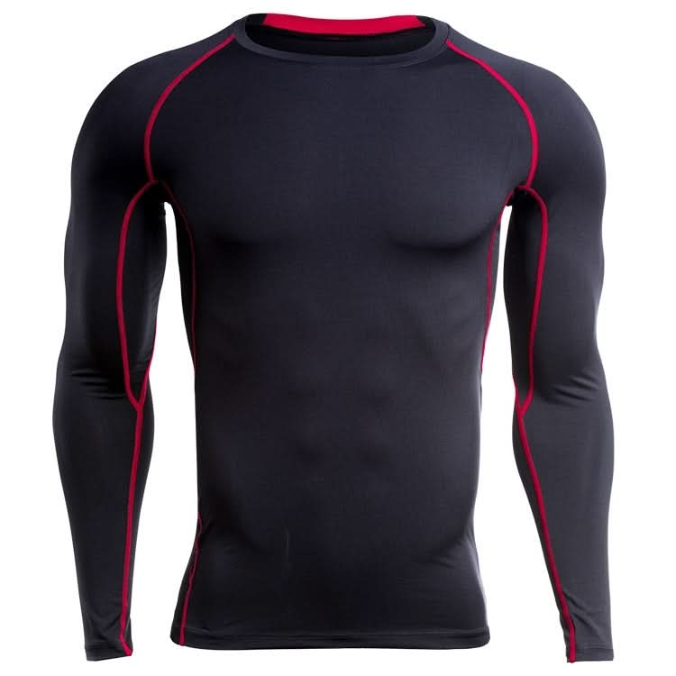 SIGETU Men Long Sleeve Quick-drying Sportswear (Color:Black Grey Size:XXXXL) Reluova