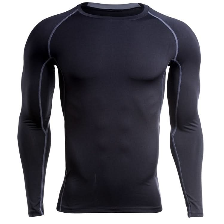 SIGETU Men Long Sleeve Quick-drying Sportswear (Color:Black Grey Size:XXXXL) Reluova