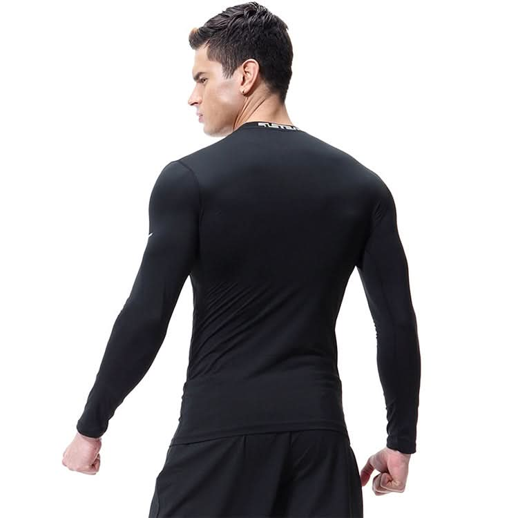 SIGETU Men Long Sleeve Quick-drying Workout Clothes (Color:Black Size:XXL) Reluova