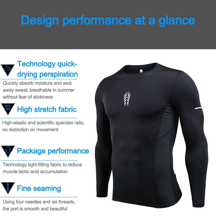 SIGETU Men Long Sleeve Quick-drying Workout Clothes (Color:Black Size:XXL) Reluova