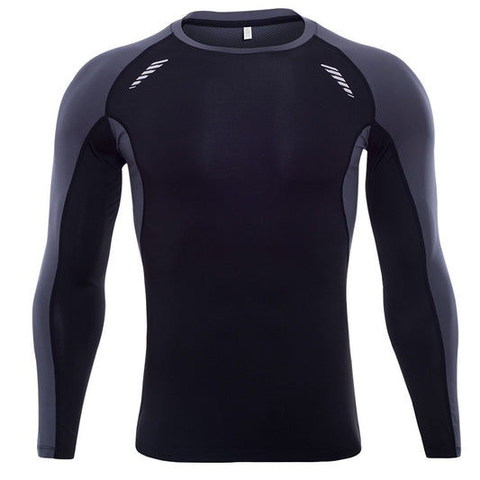 SIGETU Men Elastic Long-sleeved Workout Sportwear (Color:Blue Size:XXXL) Reluova