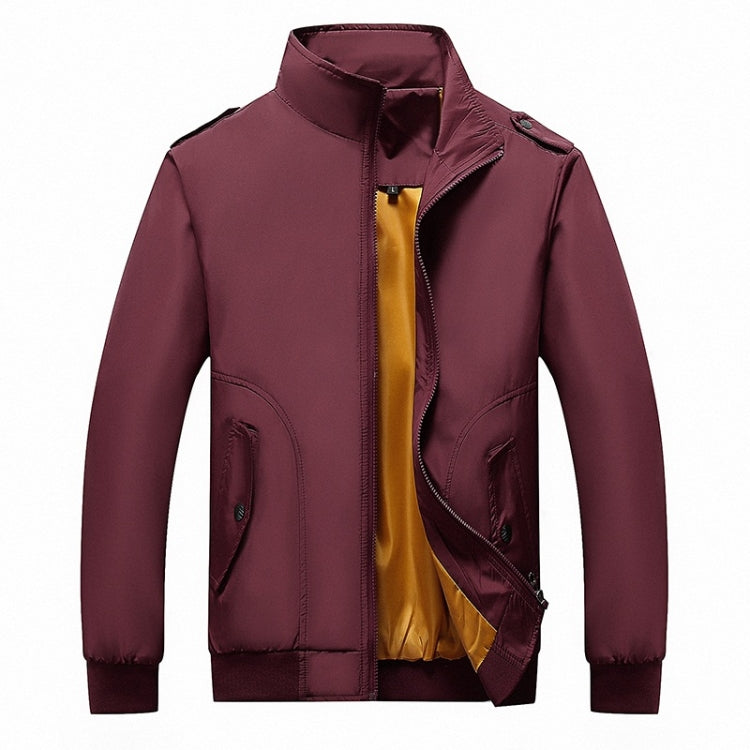 Solid Color Collage Long Sleeve Stand Collar Men Jacket Reluova