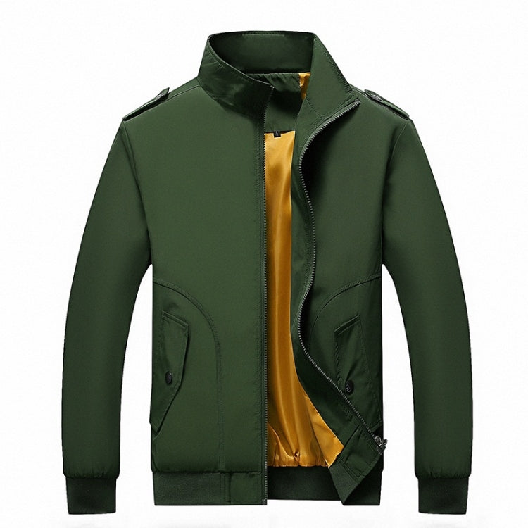 Solid Color Collage Long Sleeve Stand Collar Men Jacket Reluova