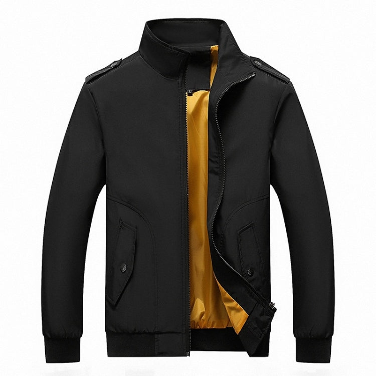 Solid Color Collage Long Sleeve Stand Collar Men Jacket Reluova