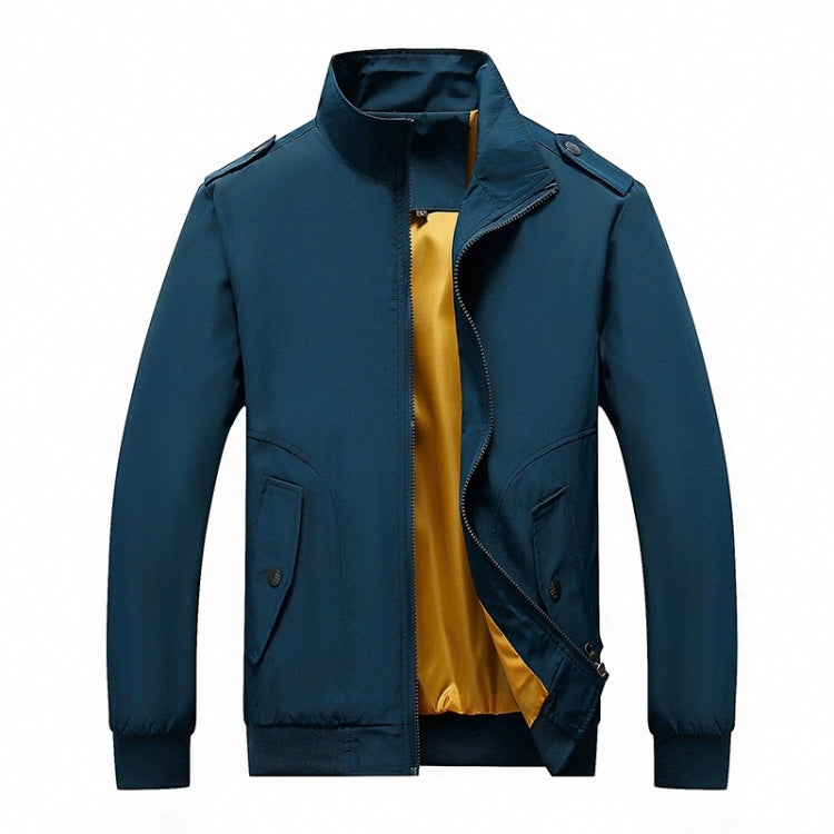 Solid Color Collage Long Sleeve Stand Collar Men Jacket Reluova