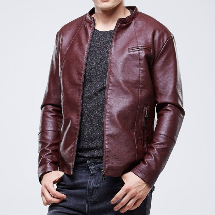 Men Slim-fit Washed PU Leather Jacket Reluova