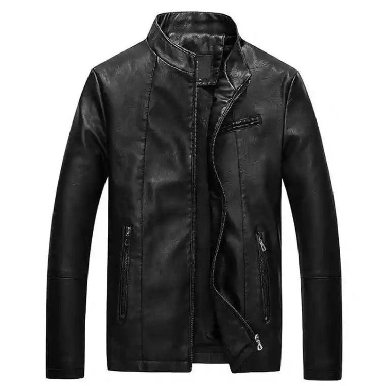 Men Slim-fit Washed PU Leather Jacket Reluova