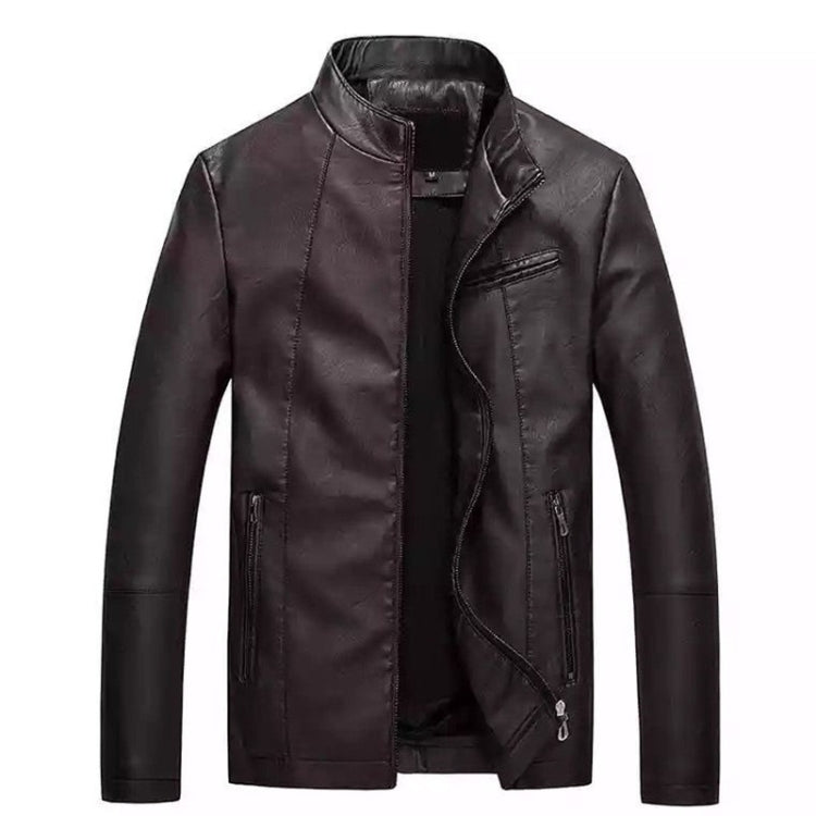 Men Slim-fit Washed PU Leather Jacket Reluova