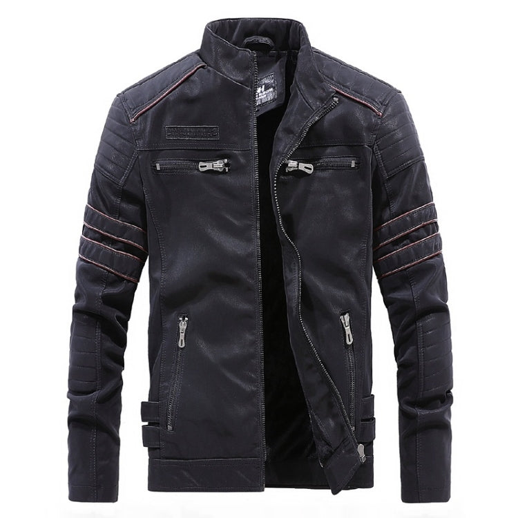 Men Casual Leather Jacket Coat(Color:Coffee Size:XXXL)